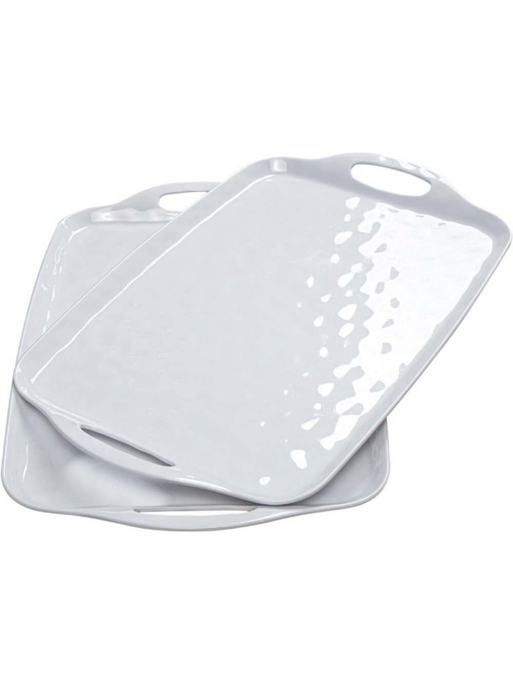 Large Melamine Serving Trays with Handles, 19"x12", Set of 2, Perfect for